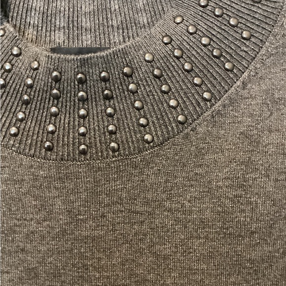 Karl Lagerfeld gray and cream sweater/shirt L - Picture 3 of 5